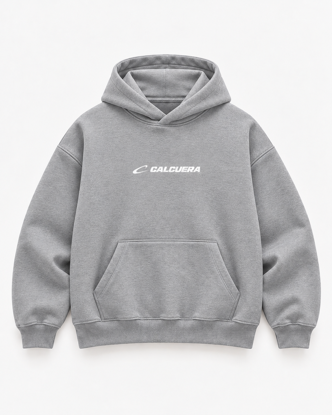 Calcuera Court Hoodie in grey with Calcuera wordmark on the chest