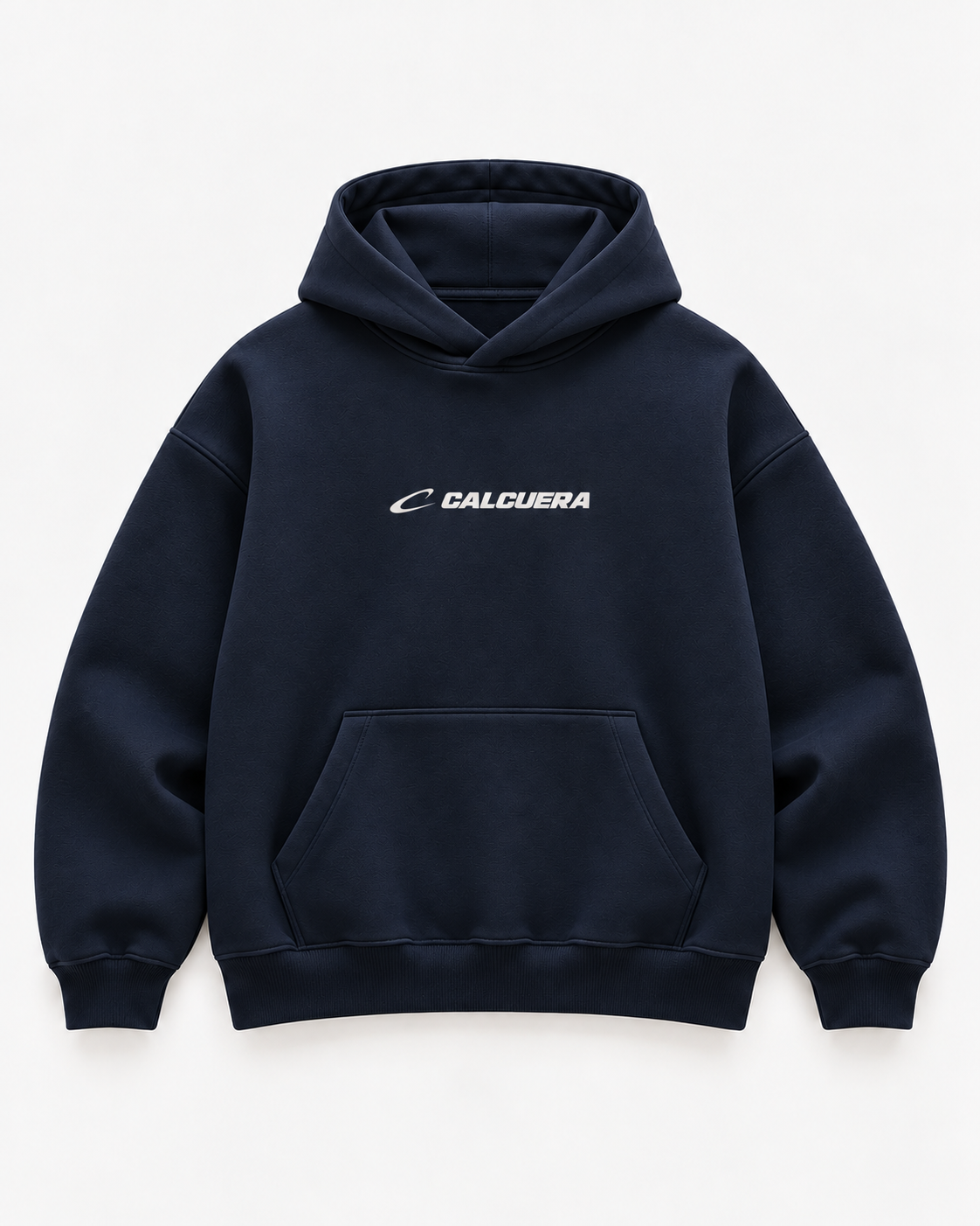 Calcuera Court Hoodie in navy with Calcuera wordmark on the chest
