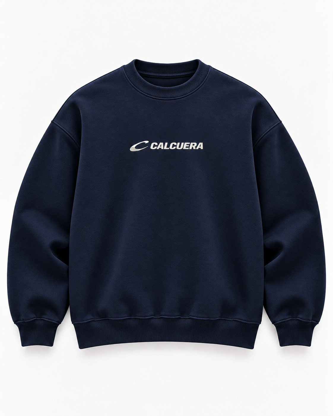 Calcuera Court Sweatshirt in navy with Calcuera wordmark on the chest