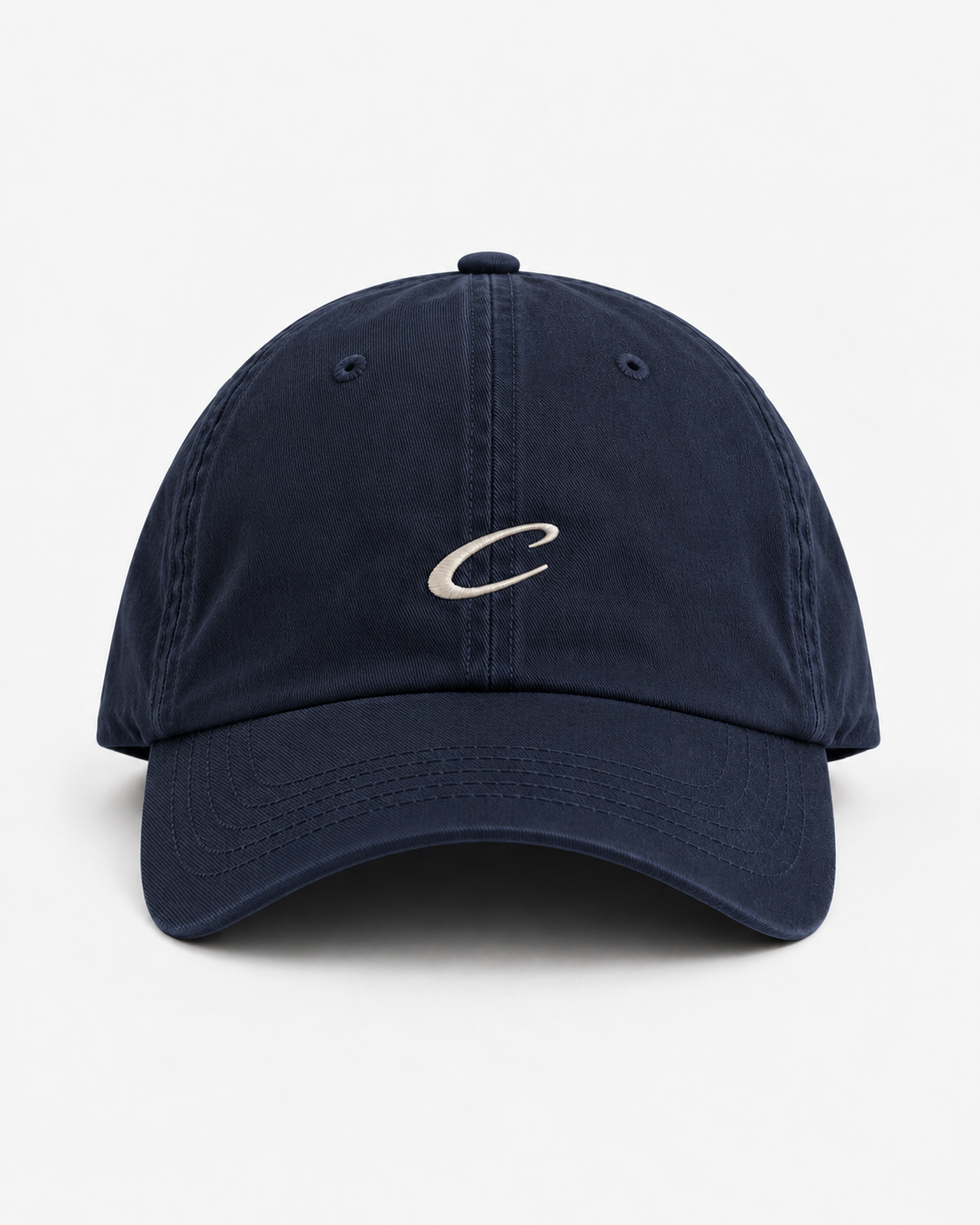 Calcuera Icon Cap in navy with embroidered cream C emblem