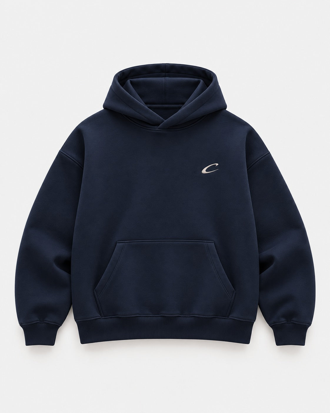 Icon Hoodie in navy with embroidered C