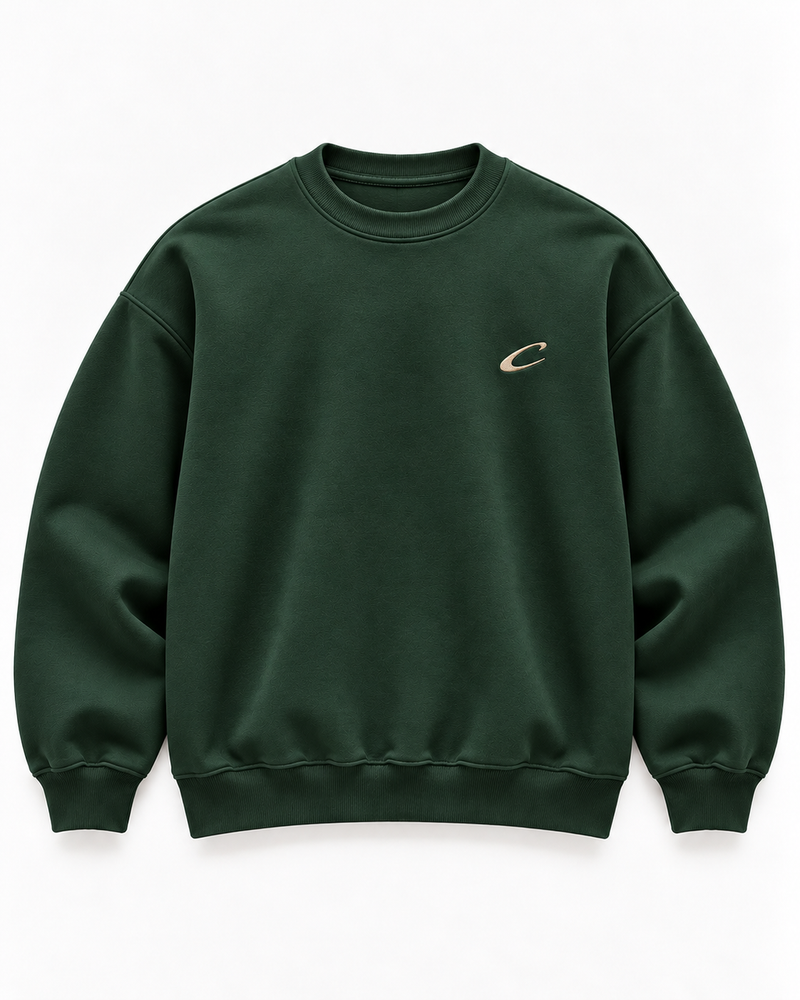 Calcuera Icon Sweatshirt in forest green with embroidered C emblem