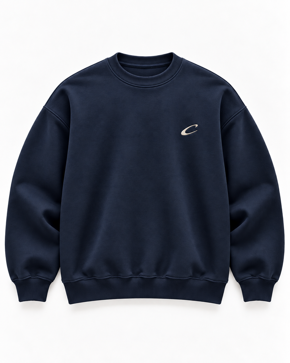 Calcuera Icon Sweatshirt in navy with embroidered cream C emblem