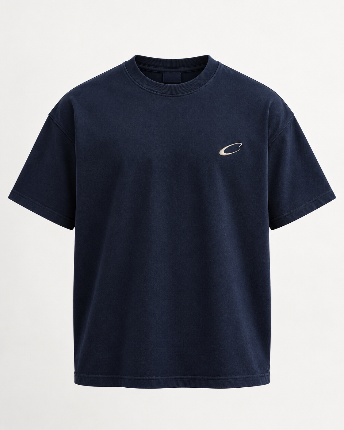 Calcuera Icon Tee in navy with embroidered C emblem